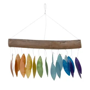 Pointed Rainbow Capiz Shell Stick Wind Chime