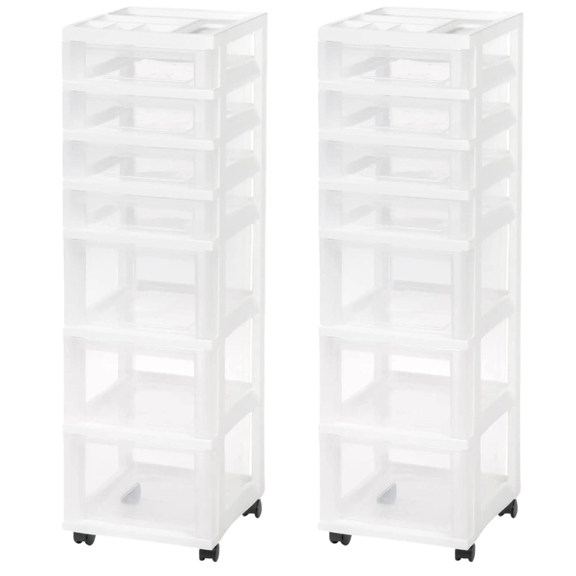 IRIS USA 7-Drawer Plastic Storage Cart with Wheels for Craft and Office, White
