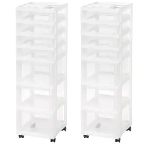 IRIS USA 7-Drawer Plastic Storage Cart with Wheels for Craft and Office, White
