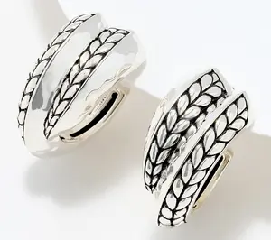 JAI Sterling Silver Heritage Texture Wrap Hoop Earrings