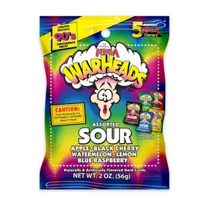 WARHEADS - Extreme Sour Hard Candy - Assorted Flavors - Sour Apple, Black Cherry, Blue Raspberry, Lemon & Watermelon Flavors - 2 oz. Bag