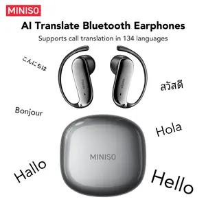 MINISO MS218 OWS Translation Wireless Bluetooth Earphones Support 134 Languages Real Time Bluetooth Translation Earbuds HIFI Sound Quality Light-Weight Headphones Built-in Microphone Support Phone Calls Music AI Chat