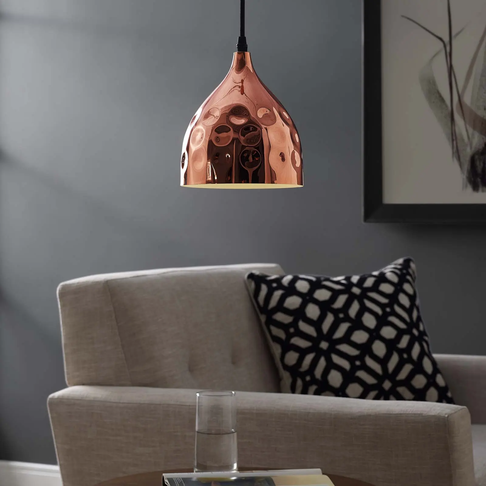 Modway Dimple 6.5" Bell-Shaped Rose Gold Pendant Light