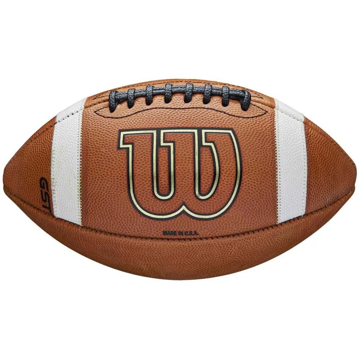 Wilson GST 1003 Official Size Leather Game Football, Balls, Inflated, Does Not Have Nfhs Stamp, Lock-Stitch Construction, Soft Touch, Padded Cover, All Ages, No, Stripes, Standard