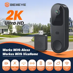 【FathersDayGift】2K HD Battery Doorbell Camera Wireless with Ring Chime, Smart Video Doorbell with Two-Way Talk, Secure Cloud Storage, AI Detection and Instant Alerts, Night Vision, Compatible with Alexa