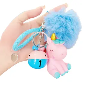 Unicorn Keychain with Fur Ball & Bell – Cute, Whimsical Accessory for Keys, Bags, or Gifts – Perfect for Unicorn Lovers of All Ages
