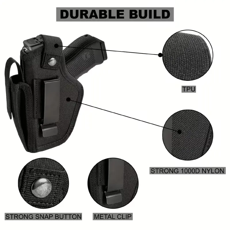 Gender Neutral Discreet Concealed Holster - Unisex Universal 9mm Gun Case with Magazine Pocket, Practical Secure Storage, Comfortable Wear for Hunting Activities, Hidden Carry Holster, Inside/Out