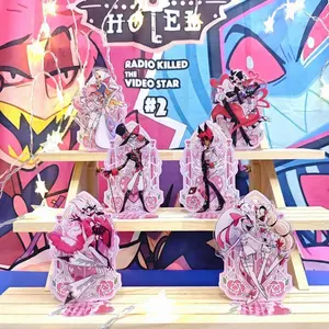 Hazbin Hotel Pink Gothic Acrylic Standee Set | Alastor, Lucifer, Angel Dust & Desk Decor