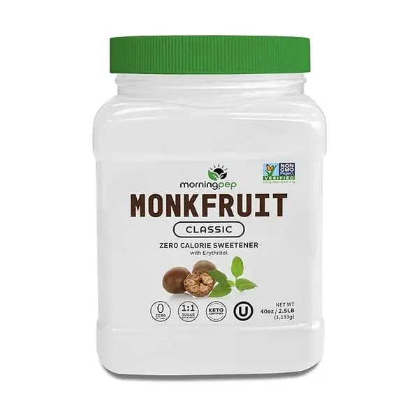 Morning Pep Monk Fruit Sweetener, Classic | White Sugar Substitute, Keto Diet, 1:1 Sugar Replacement, Baking Zero Calorie Non Gmo , OU Kosher