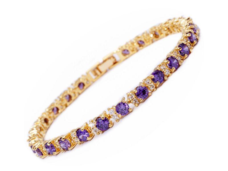 RIZILIA Eternity Tennis Bracelet & Round Cut CZ in Yellow Gold Plated, 7"