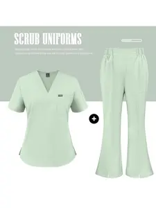 Women’s Short Sleeve Pharmacy Work Uniform Hospital Doctor Attire Multicolor Oral Health Clinic Scrub Set Beauty Spa Workwear