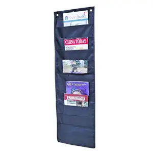 FixtureDisplays® 10 Pocket (13.8" wide) Organization Pocket Chart, Wall Hanging File Organizer Folder Office, Home, School, Classroom, Workshop 14 X 47 inch Black 15651