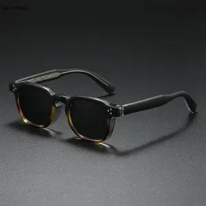 Unisex Trendy Vintage Square Sunglasses, Lightweight Resin Acetate Black-Frame Shades with Dark Lenses, Classic Sports Eyewear for Driving, Outdoor Use, Classic Sunglasses, Trendy Vintage Sunglasses