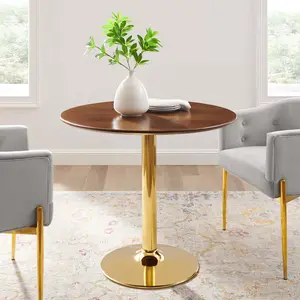 Modway Verne 35" Dining Table in Gold Walnut
