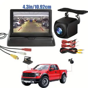Rear View Backup Camera with Folding Monitor, 12V Vehicle Pickup Truck, SUV Backup Video Parking System, Car Camera, Easy Installation, No Batteries Required, Wide-Angle Lens, Helps you to accurately control and park quickly and safely