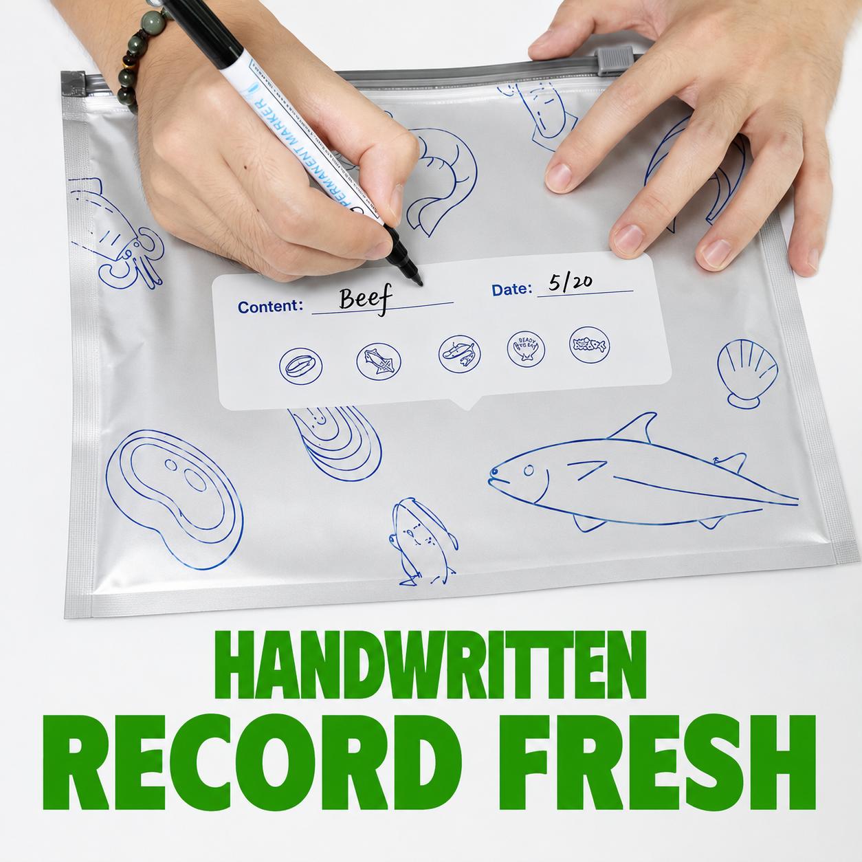 【TikTokShopBlackFriday】New reusable upgraded thickened upright aluminum foil sealing storage bags, with labels and zipper locks, suitable for washable kitchen items like vegetables, fruits, and meat, perfect for Thanksgiving, Christmas, and New Year gifts