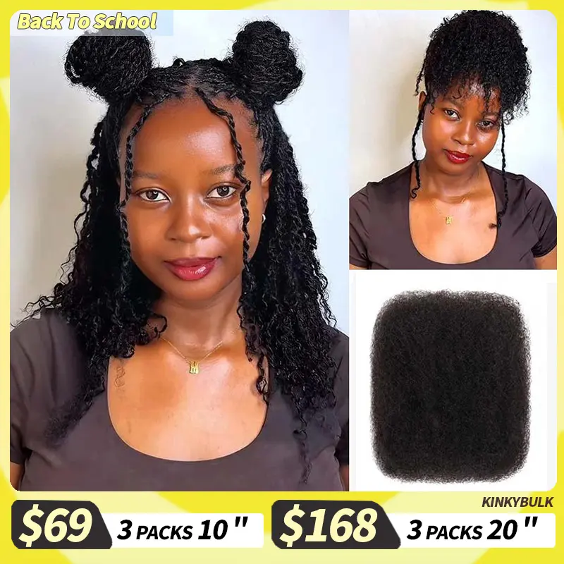 QVR Natural Black Afro kinky Bulk Hair Extensions For Braiding Dreadlock Human Hair #SummerWins #DealsForYouDays