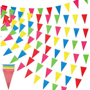 820 ft 500 Pcs Pennant Banner Flag String Hanging Triangle Bunting Flag for Carnival Party Outdoor Events Birthday Classroom Decoration(Colorful)