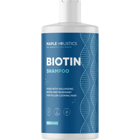 Maple Holistics Biotin Shampoo for Thinning Hair - Volumizing Keratin & Argan Oil Hair Care for Fine Hair - Scalp Invigorating Sulfate Free Cleanser for Thicker Looking Hair - Nourishing Olive Oil & Essential Oils Botanical Formula for Fuller Hair Glow Co