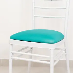 5 Pack Spandex Chiavari Chair Cushion Covers Turquoise - Washable Stretch Fitted Seat Pad Slipcovers for Dining Chairs