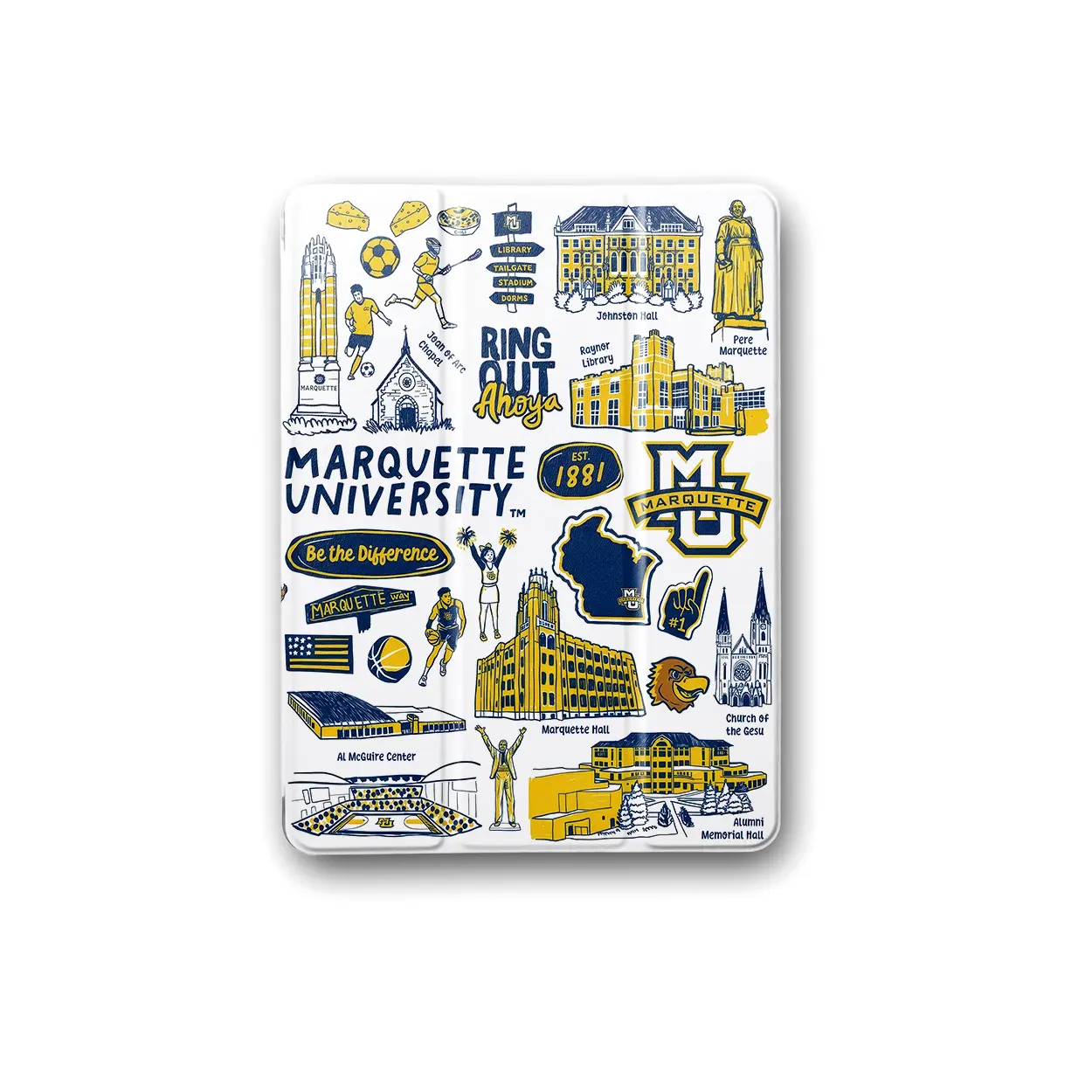 National Collegiate Athletic Association Team College Football iPad Case, Flat Print Marquette Golden Eagles Sports Cover for iPad Samsung Tab