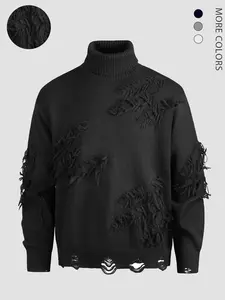 American Style Fall Winter High Neck Fleece Pullover Sweater, Casual Fashion Knit Jumper for Men & Women, Plain Pattern, Moderate Fabric