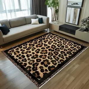 Vintage Leopard Print Design with Long Carpet Stylish and Simple Cushions for Living Room Outdoor Items for Entrance Hall Home Decor Carpet Animal Printed Rug