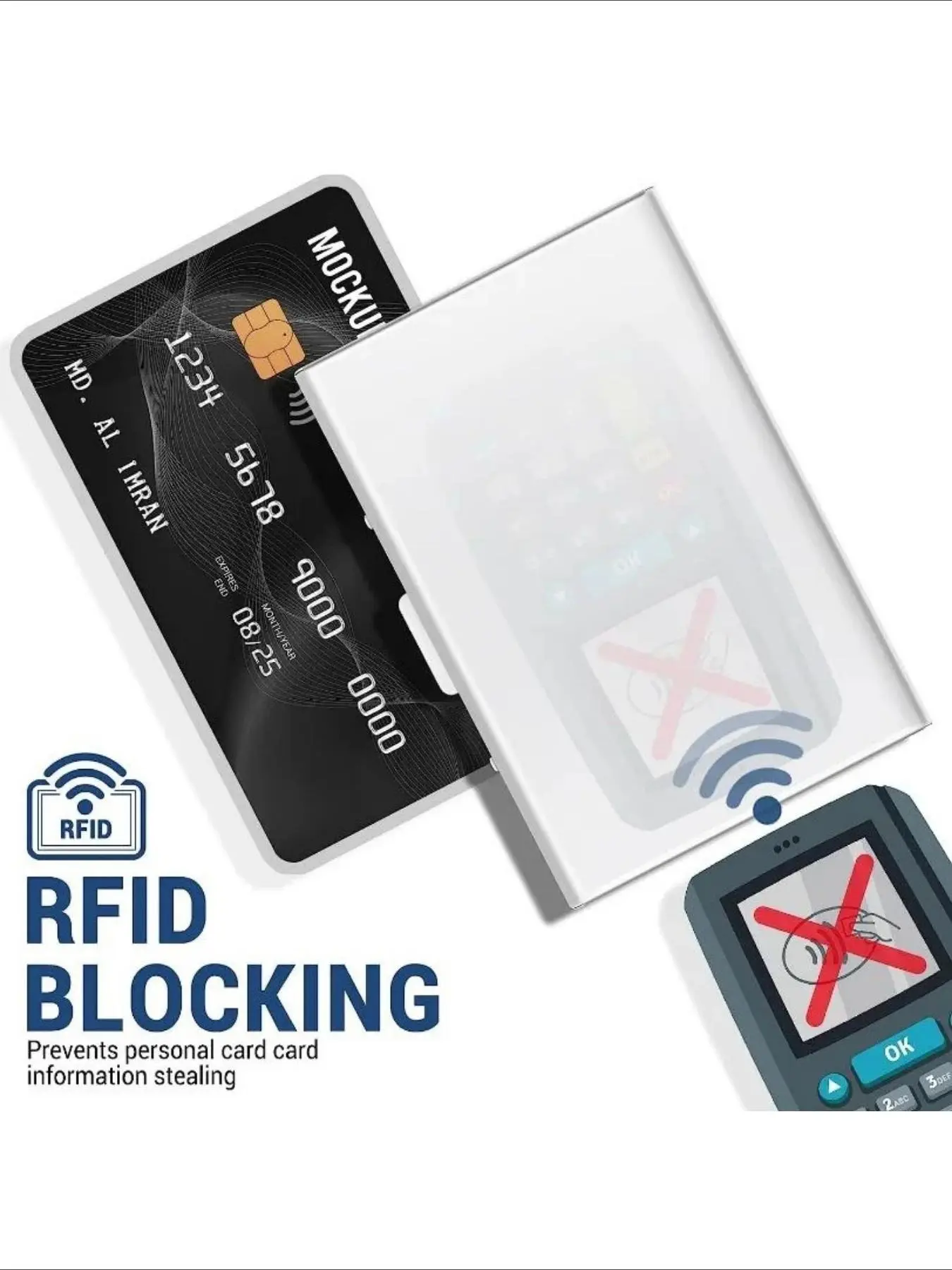 Anti-theft and Anti-RFID Shielding ID Card Bank Card RFID Shielded Wallet Men's Ultra-thin Aluminum Box Metal Mini Minimalist RFID Blocking Card Holder