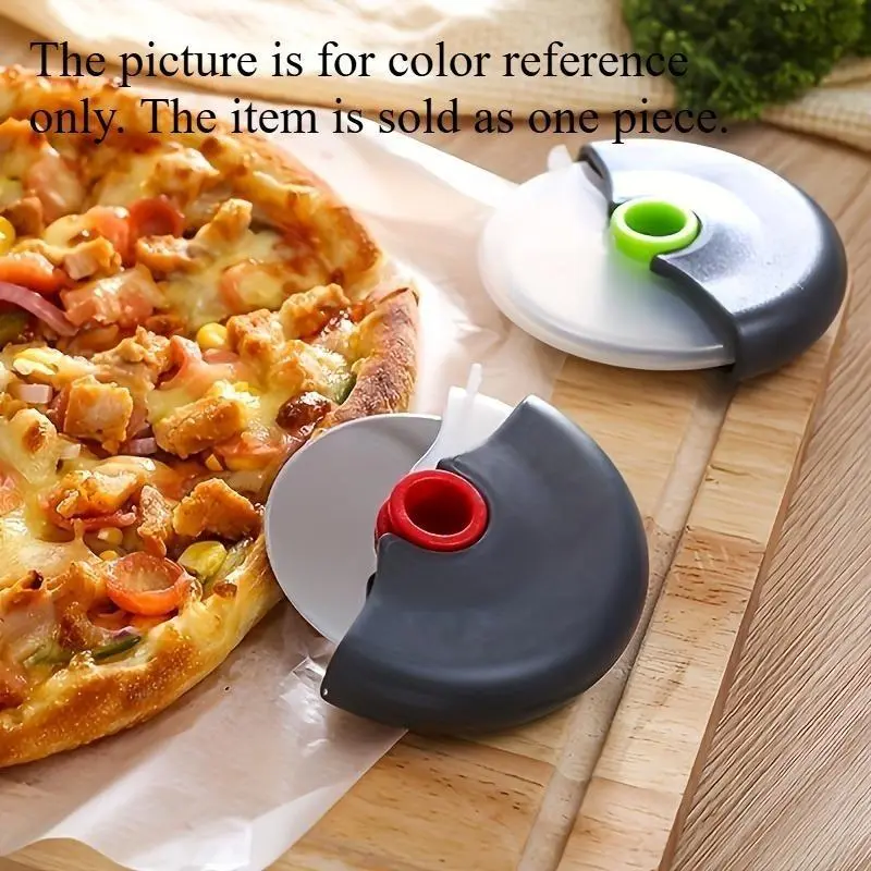 1pc Stainless Steel Pizza Cutter with Safety Lid - Versatile Cutting Slicer for Pizza, Cake, Pie, and Bread - Durable Kitchen Utensils & Gadget for Cooking, Dining, and Barbecue - Uncharged, No Battery Required