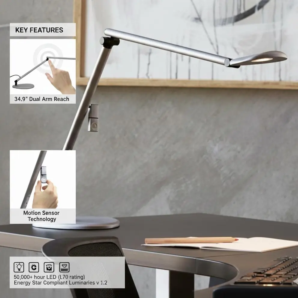 ASTRA 3 DOUBLE ARM TASK LIGHT - DIMMING FROM 100% TO 5% - MOTION SENSOR - PREMIUM ERGONOMIC DESK LIGHTING
