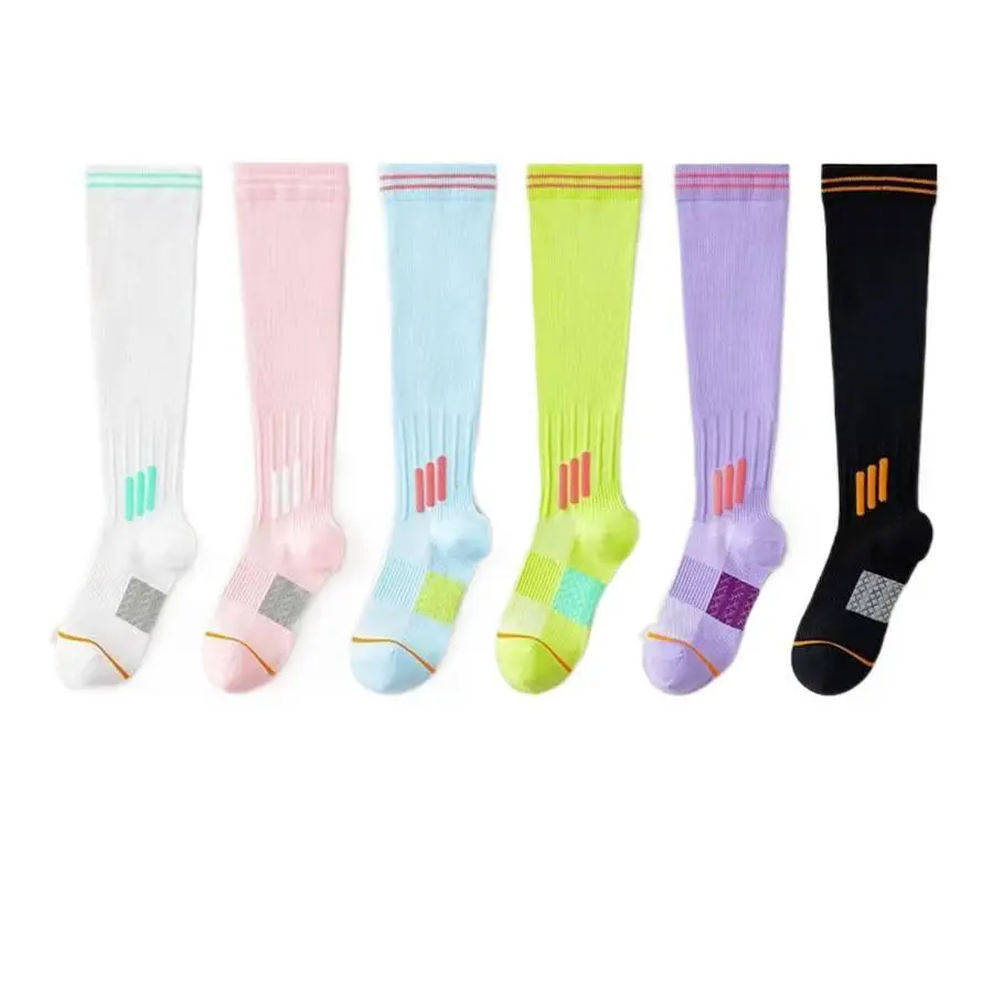 Women's 36 to 41cm Long Tube Compression Socks - Summer Gradient, Muscle Energy Support for Jump Rope, Gym Workouts, Biking