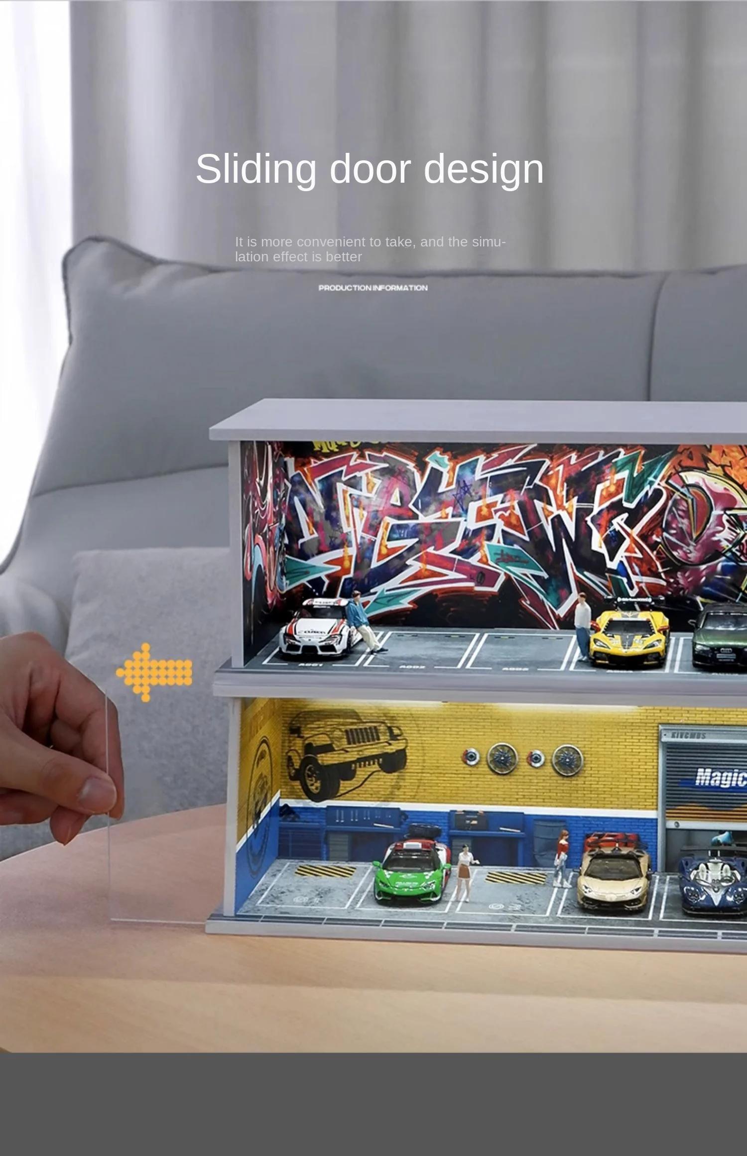 Collector 1/64 Garage Parking Lot Alloy Car Model Car Scene Storage Display Box Car Model Replica Collection Toys for Boys