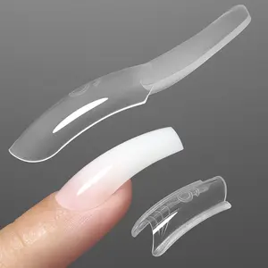 YOKEFELLOW Original Sandwich Nails Dual Forms W561 Natural Curved 240Pcs Nail Mold for Quick Nails Extension, No Paper Forms Needed, 15 Sizes Plastic Form, Salon Nail Art Tools