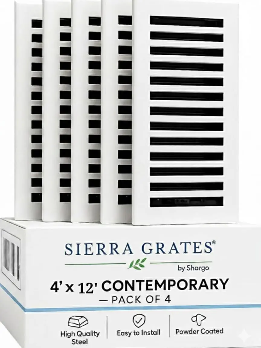 Sierra Grates Contemporary Heavy-Duty Walkable Floor Vents, 4-Pack for Home Improvement Heating & Cooling Ventilation