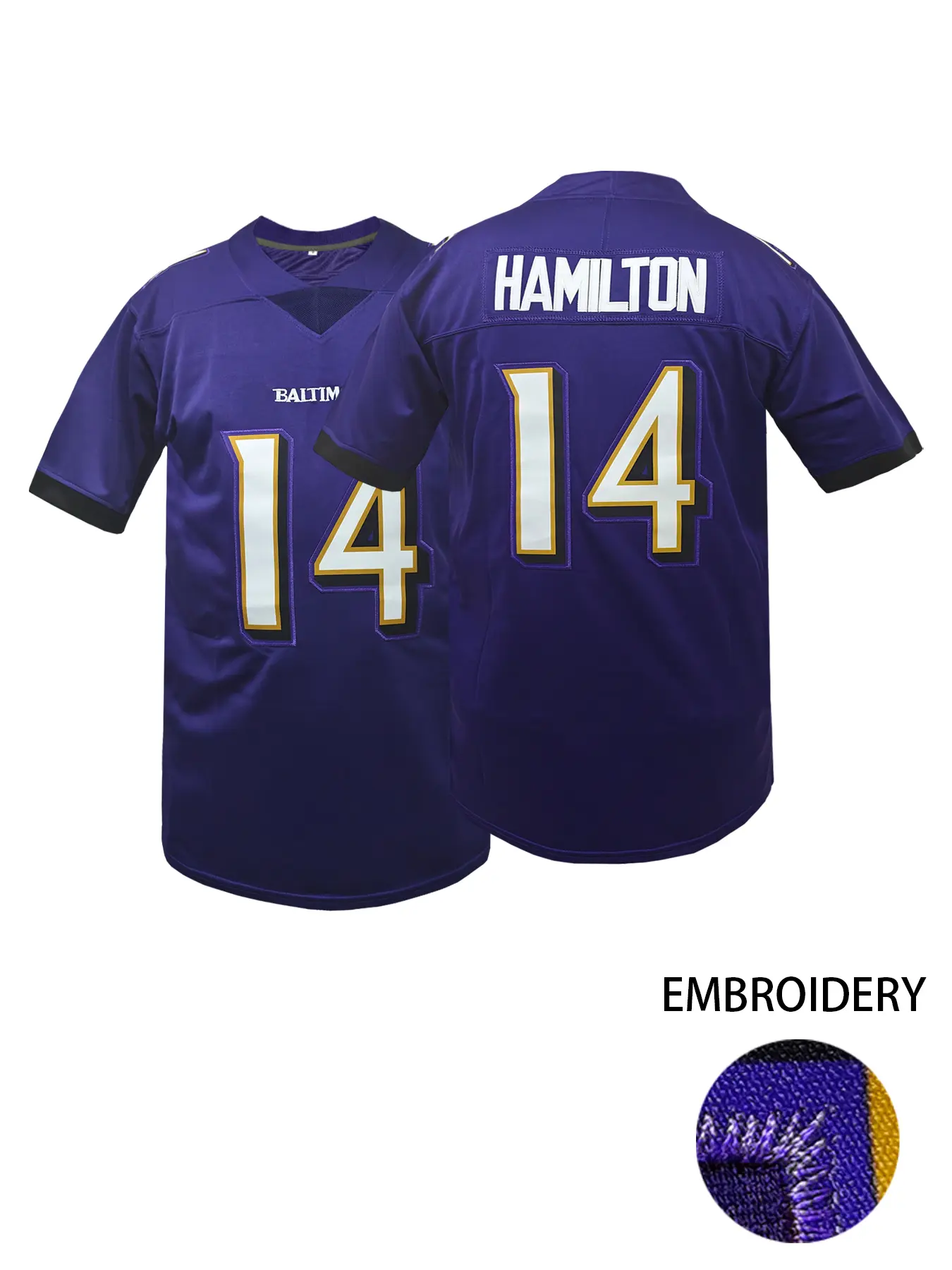 Men's Baltimore Style Jersey 14- Breathable Letters And Numbers, Loose Fit Four Seasons Sports Top, Suitable For Training, Casual Wear, And Outdoor Activities- Washable Athletic Wear, Training Top