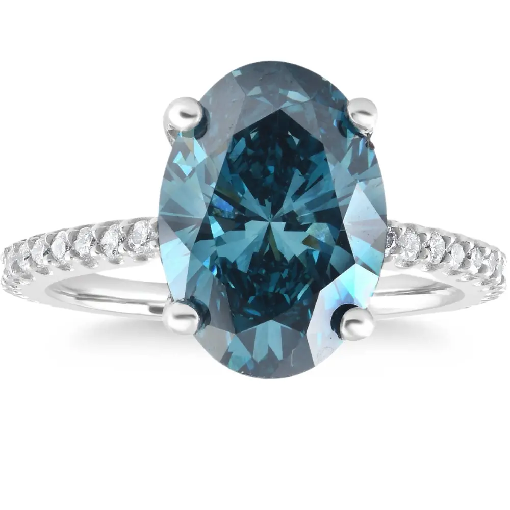2 1/3Ct Blue Oval Diamond Engagement Ring in 14k White Gold Lab Grown 2 1/3Ct Blue Oval Diamond Engagement Ring in 14k White Gold Lab Grown