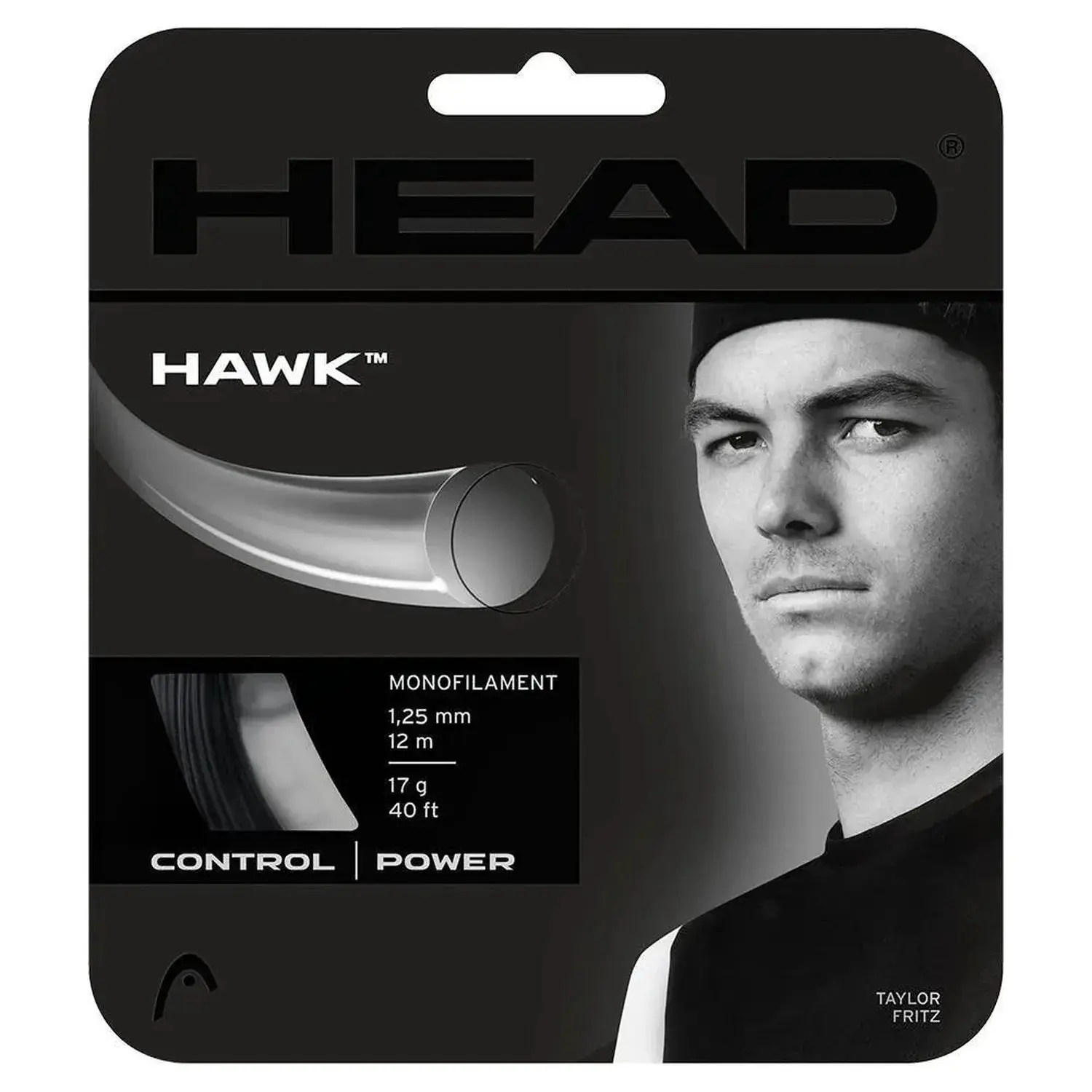 Hawk 17G Black Tennis String for Sports Rackets