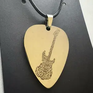 Engraved guitar pick necklace