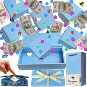 Surprise  Box for , DIY  Folding Bouncing with Confetti, Surprise  Box Explosion for Birthday, Anniversary, Valentine's Day.(Blue)