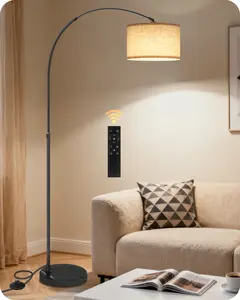 75" Arc Floor Lamp with Marble Base and Adjustable Height, Rotating Hanging Shade, Dimmable Floor Lamp for Living Room with Remote and Foot Switch, 3CCT, Over Couch Arched Reading Light