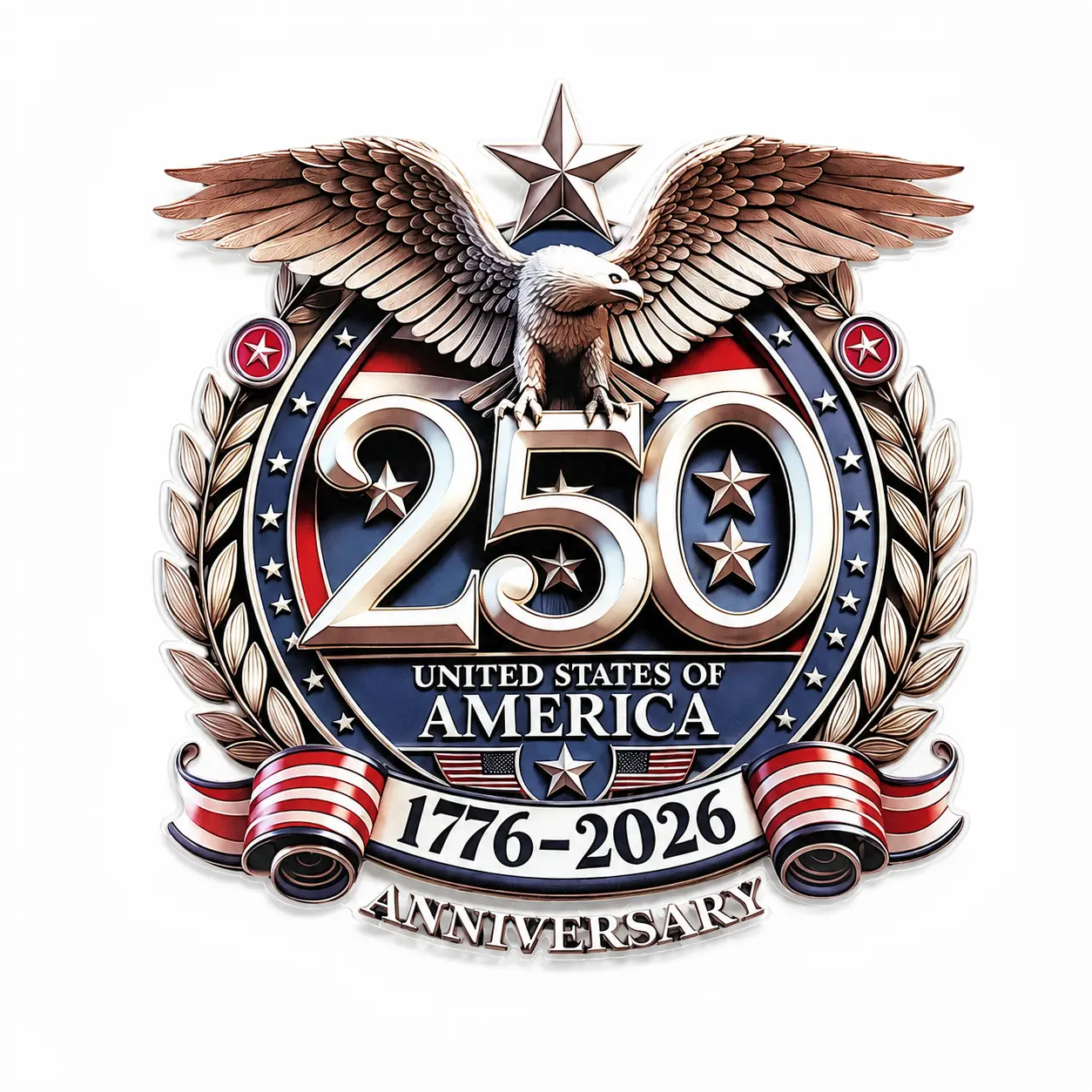 2 Packs USA 250th Anniversary Patriotic Eagle Shield Car Window Decal - 1776-2026 Waterproof Vinyl Sticker, Borderless Appearance, Peel-Off Film, Water Resistant for Car, Truck, 4th of July Decorating My Apartment, Decals