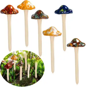 Garden Decor Mushrooms, Ceramic Mushroom for Garden Fairy Yard Decoration DIY Ornament for Dollhouse Potting Shed Flowerpot Plants Lawn Garden Outdoor Statue