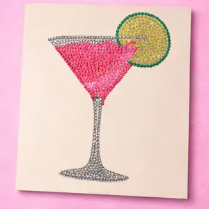 DIY Cocktail Rhinestone Craft Kit | Pink Martini Bedazzle Board | Easy Beginner Craft