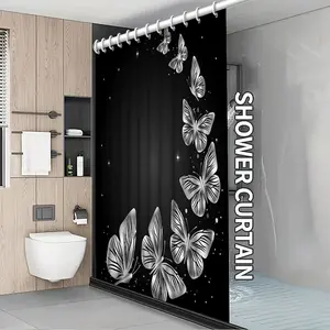 [2D Flat Print] Silver and Starlight Decorative Shower Curtain, Machine Washable Polyester Material, Artistic Animal Design Home Decor, Elegant Bathroom Partition, Durable, Decor Item