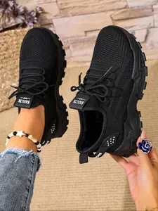 High-Quality Women's Breathable Knit Fleece Lined Sneakers, Winter Fashion Casual Lightweight Soft Sole Walking Shoes, Outdoor Comfort Low Top Running Shoes, Knitted Running Shoes