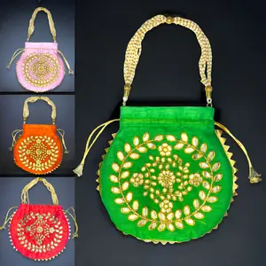 Elegant Gota Patti Potli Bags | Silk Embroidered Favor Bags for Diwali, Eid, Weddings, Housewarmings | Cherished Gifts for Loved Ones