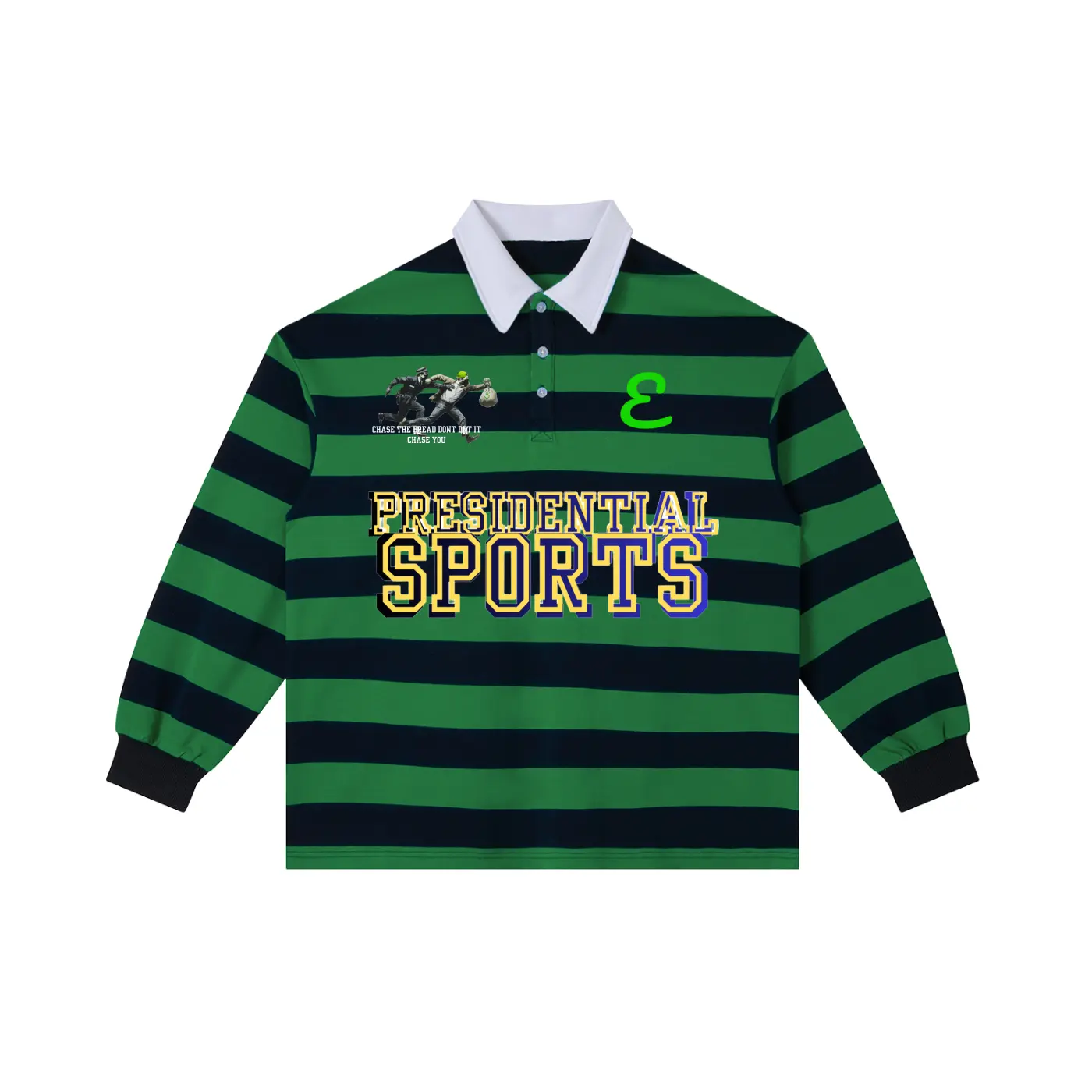 Presidential Green Block Stripe Polo Shirt