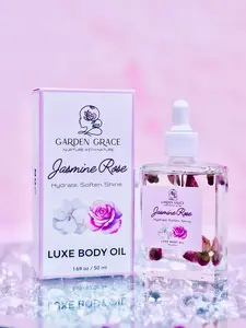 Jasmine Rose Luxe Body Oil - For Skin, Hair, Cuticles & Bath - All-Natural, Vegan, Gluten-Free, Non-GMO - Hydrating, Moisturizing, Body Care