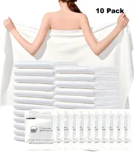 Ama Snow 10 Pieces Of Disposable Bath Towel Are Thickened And Enlarged, Independently Packed For Business Trips, Resort Hotel Supplies, Bathroom And Bath Supplies, Size 70x140cm outdoorfun