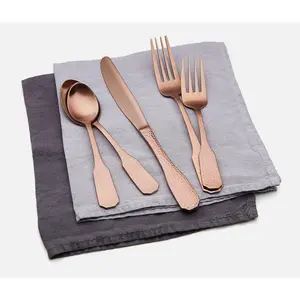 Sedona Hammered Brushed Copper Finish Flatware 10pc Set